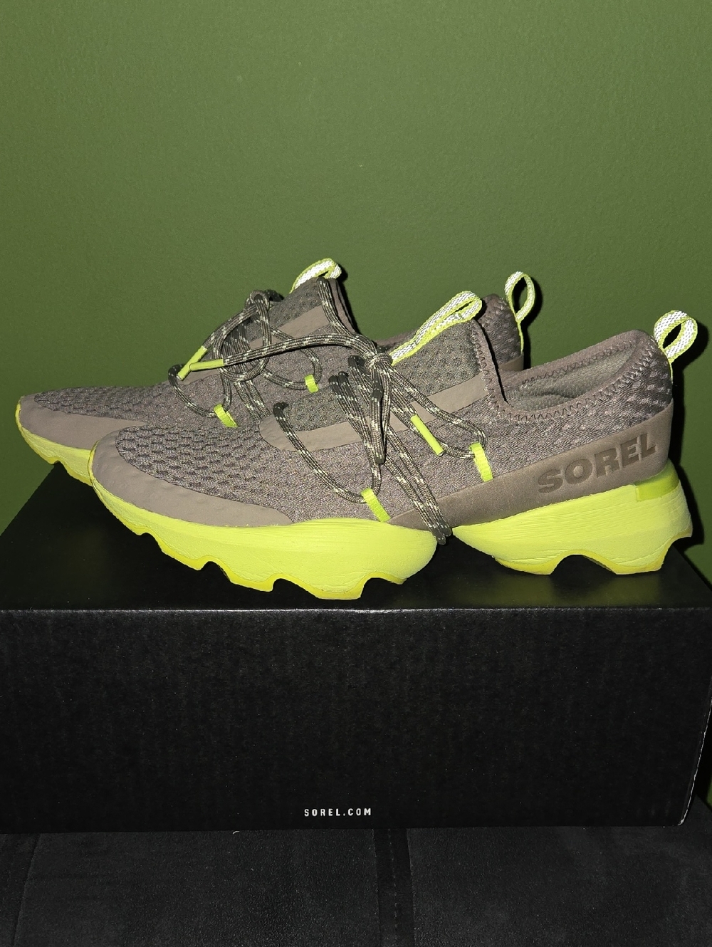 Sorel Womens Sage with Green Accent Trail Sneakers